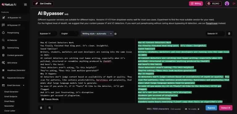NetusAI (Best for Detection + Rewriting), NetusAI